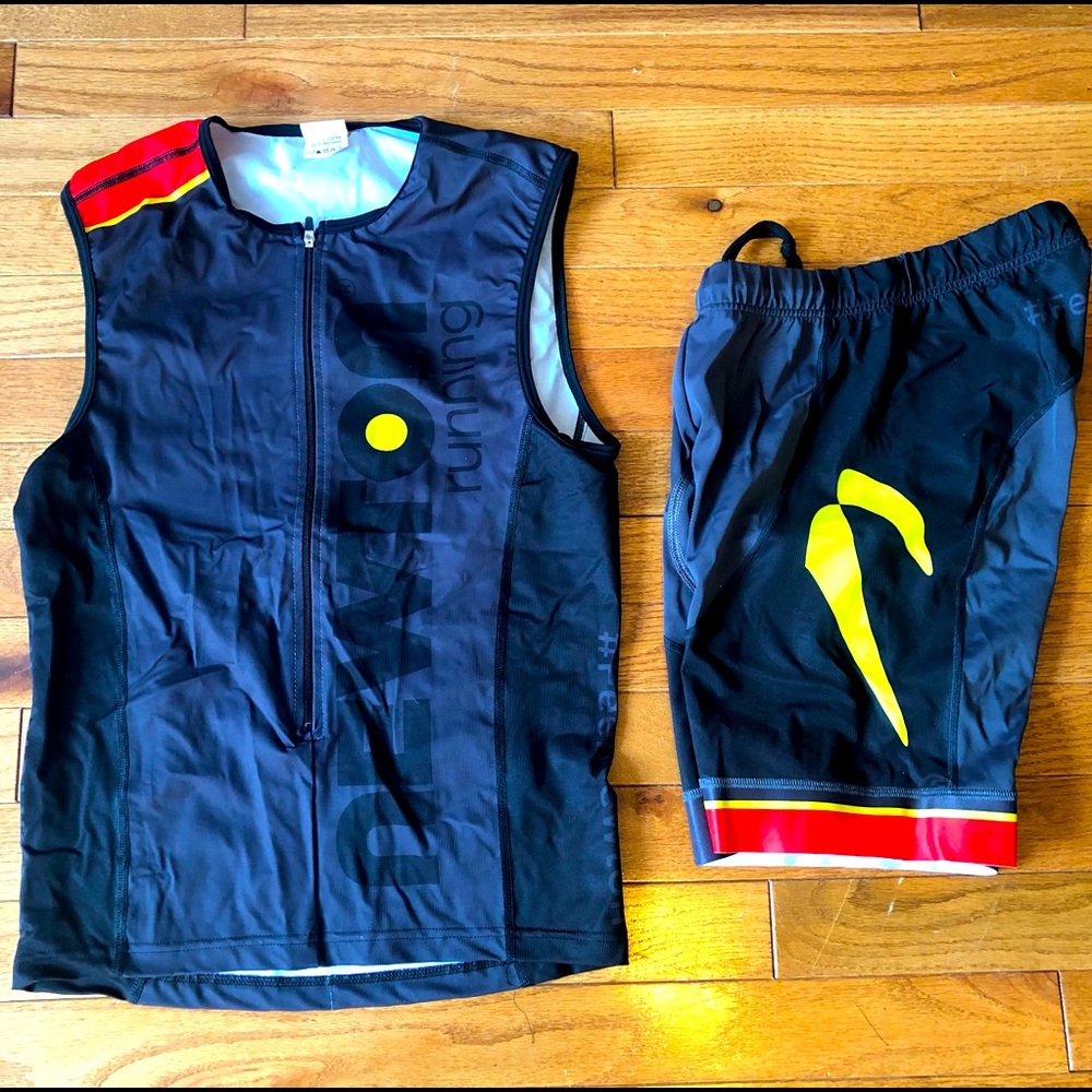Newton race kit for triathlon/cycling/running. Men’s medium on top and bottom